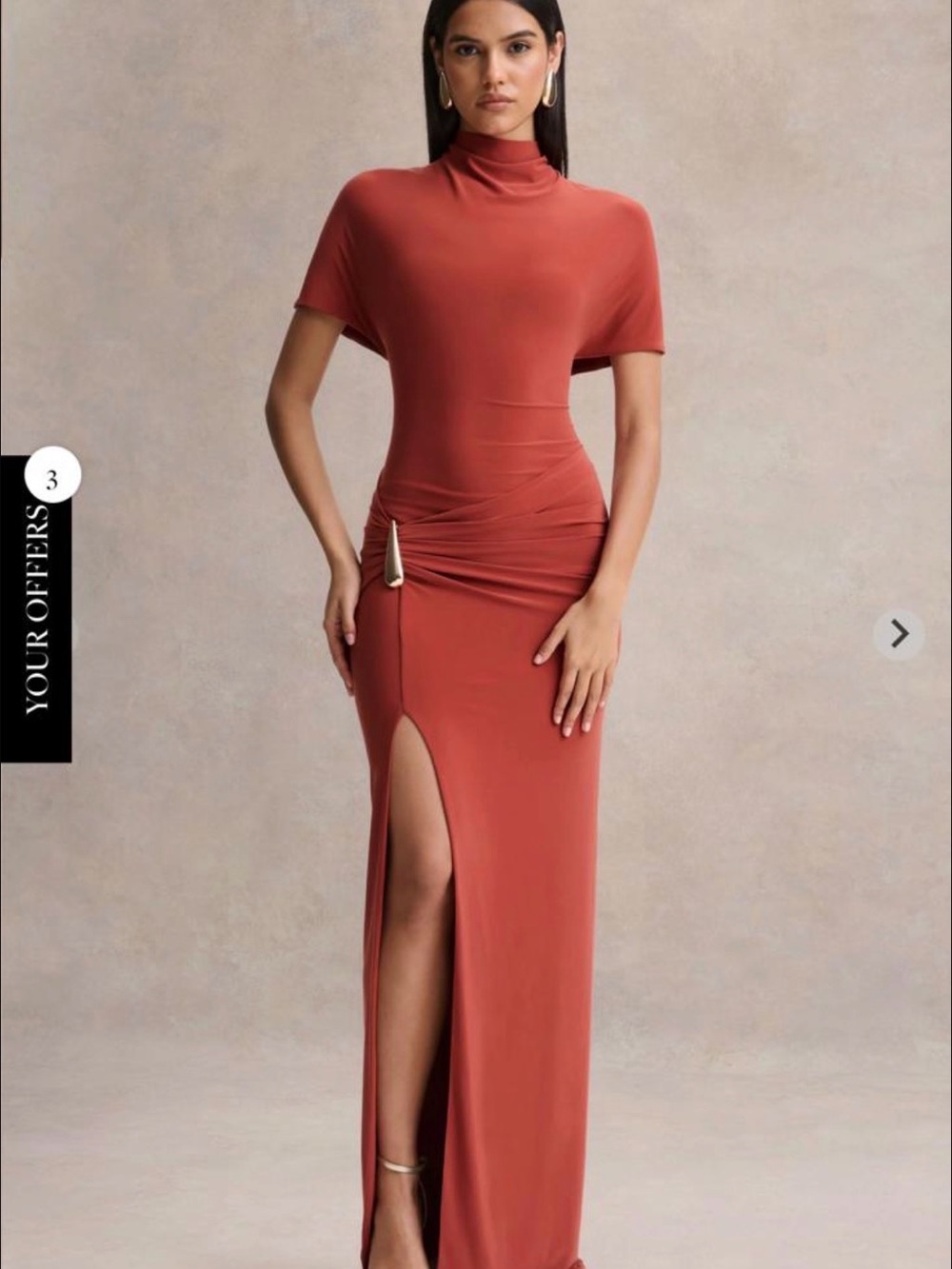 Club L: Rust High-Neck Side-Slit Maxi Dress new with tags